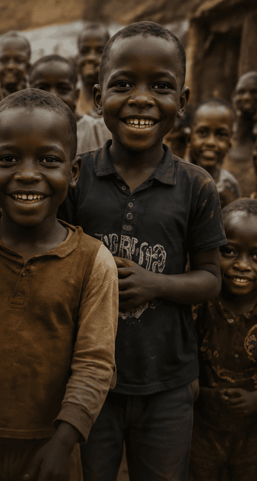 Smiling children from an African community near Africa Gold's operations